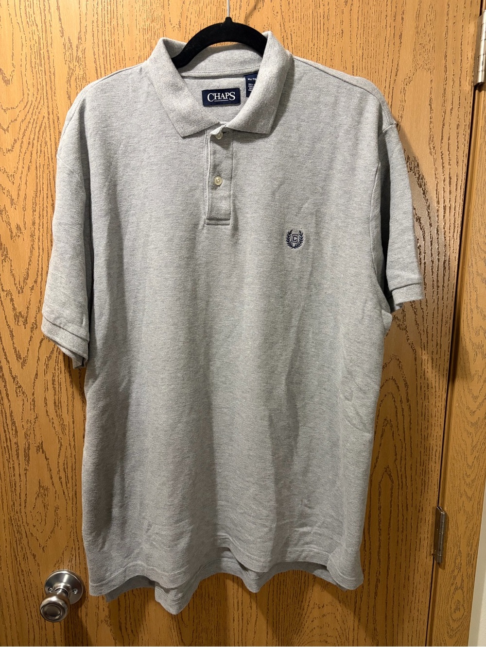 Chaps Men’s XL Tall Gray Cotton Pique Polo Shirt Short Sleeve Classic Logo